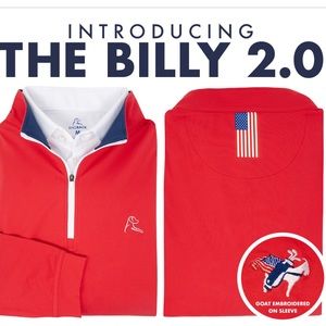 Rhoback ‘The Billy 2.0’ red golf q-zip pullover men’s Medium